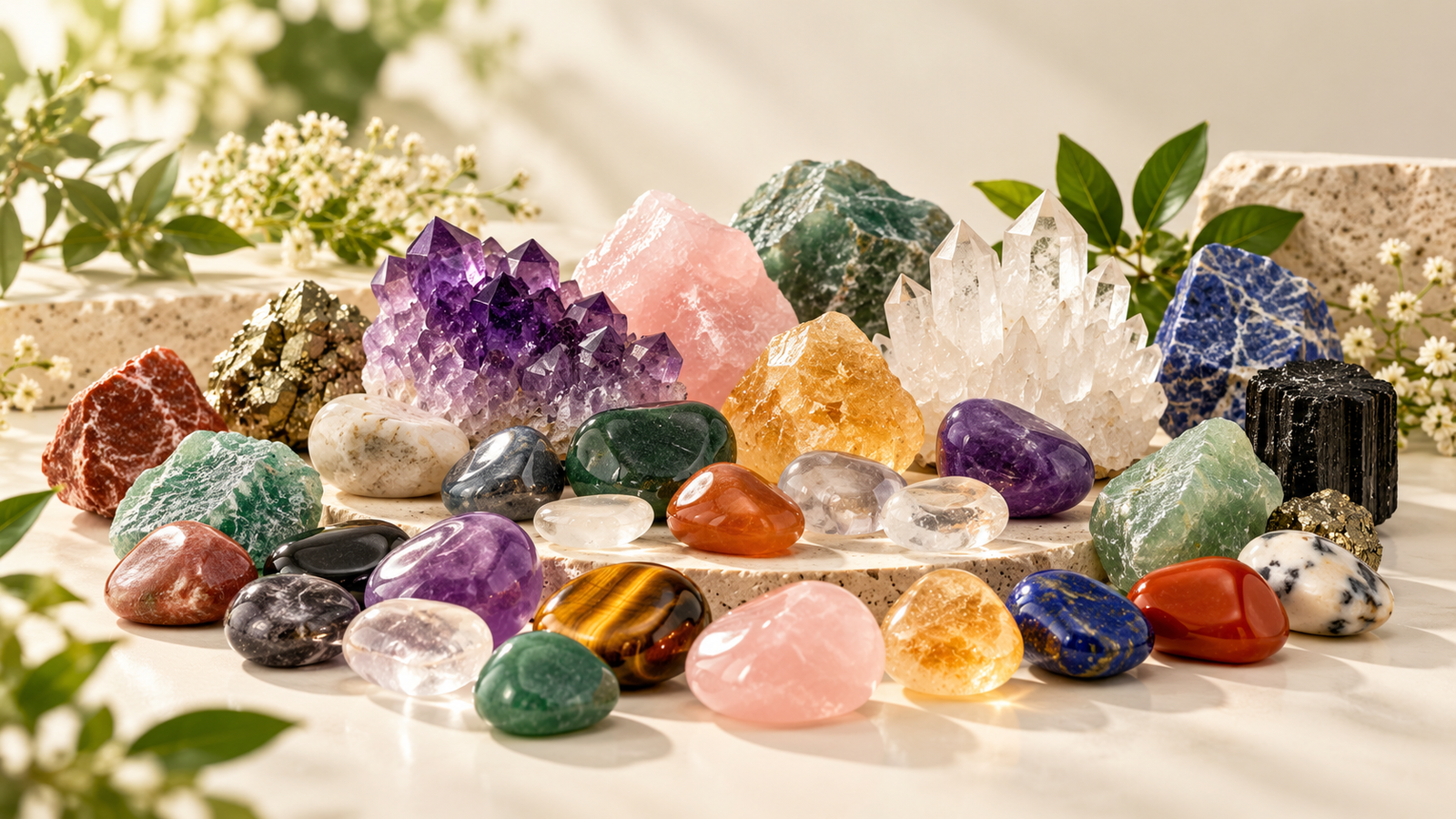 Tumbled and raw crystal collection
